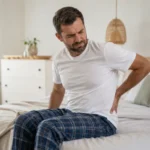 persona con dolor de espalda al levantarse de la cama